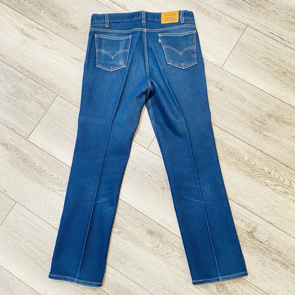 Vintage Levis 547 Action Jeans 36x30 1990s Dark Wash Straight Blue Brown Tab